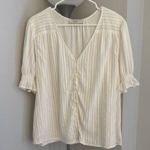 LOFT Women's Ivory Striped Blouse